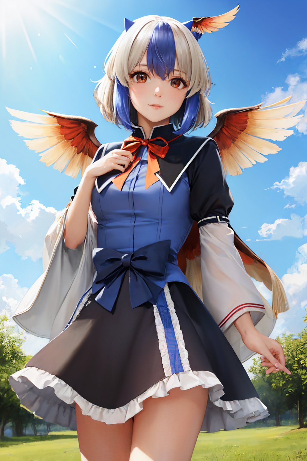 00116-1532334761-(masterpiece, best quality_1.2), , cowboy shot, solo, 1girl, tokiko, slight smile, looking at viewer, dress, head wings, wings,.jpg